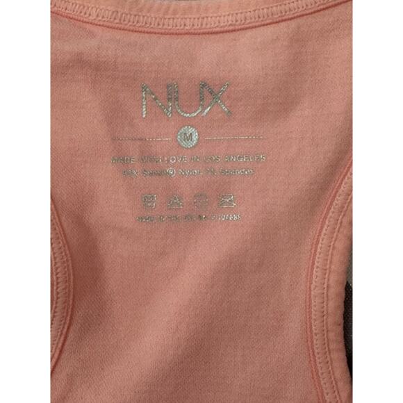 NUX Pink V-Neck Racerback Crop Top Sports Bra Medium Elevated Athleisure SPRING - Picture 4 of 4